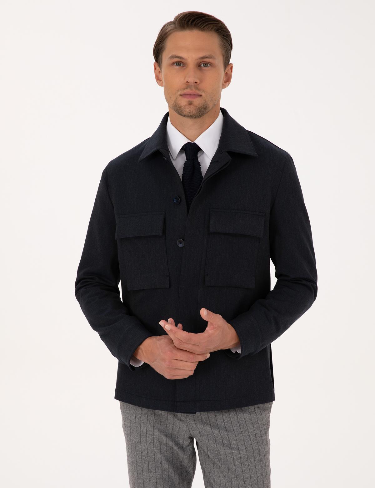 Lacivert Regular Fit Gömlek Ceket - 50311561041