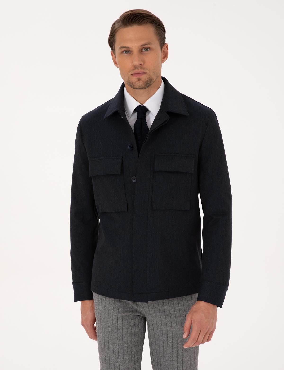 Lacivert Regular Fit Gömlek Ceket