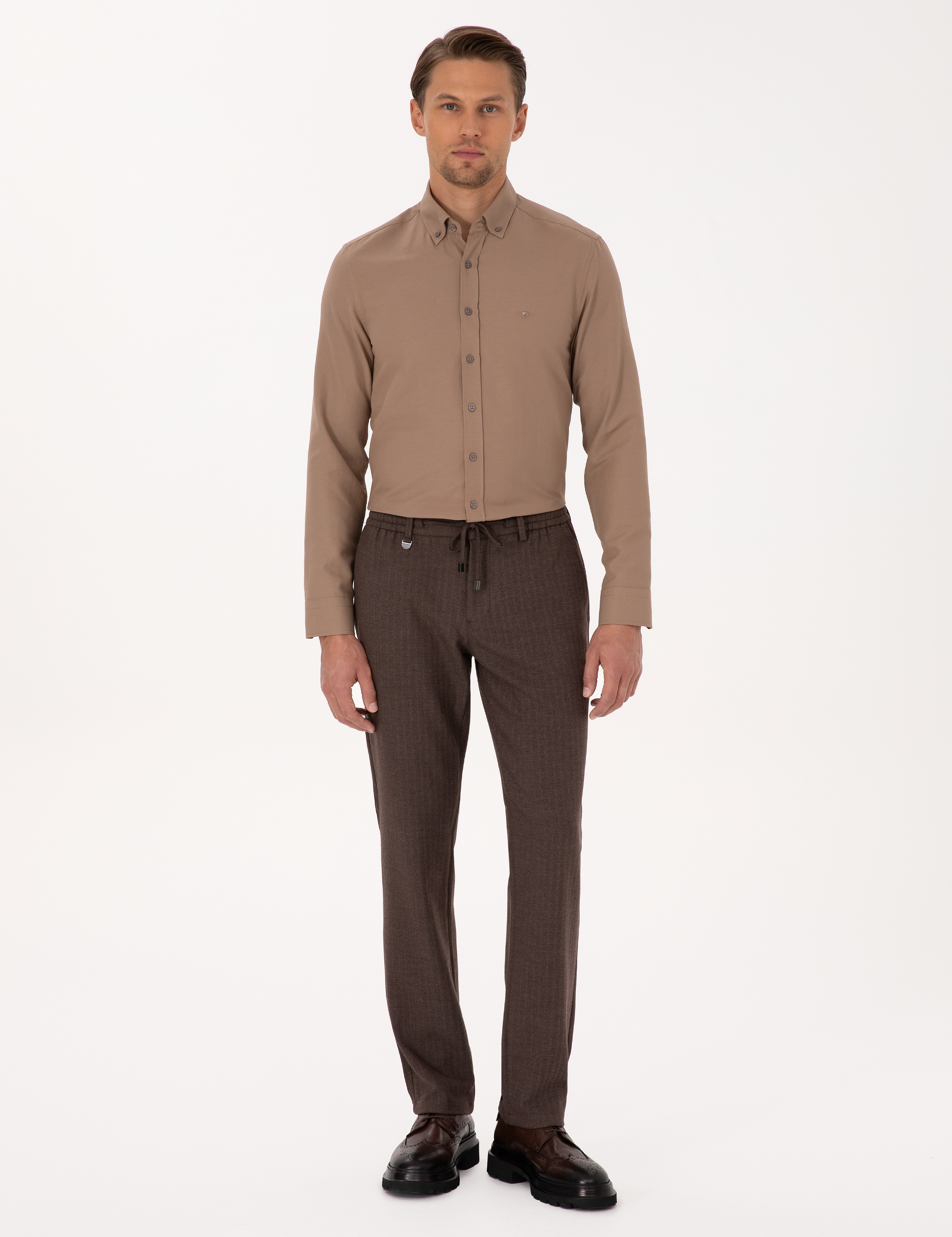 Açık Kahverengi Slim Fit Kumaş Pantolon