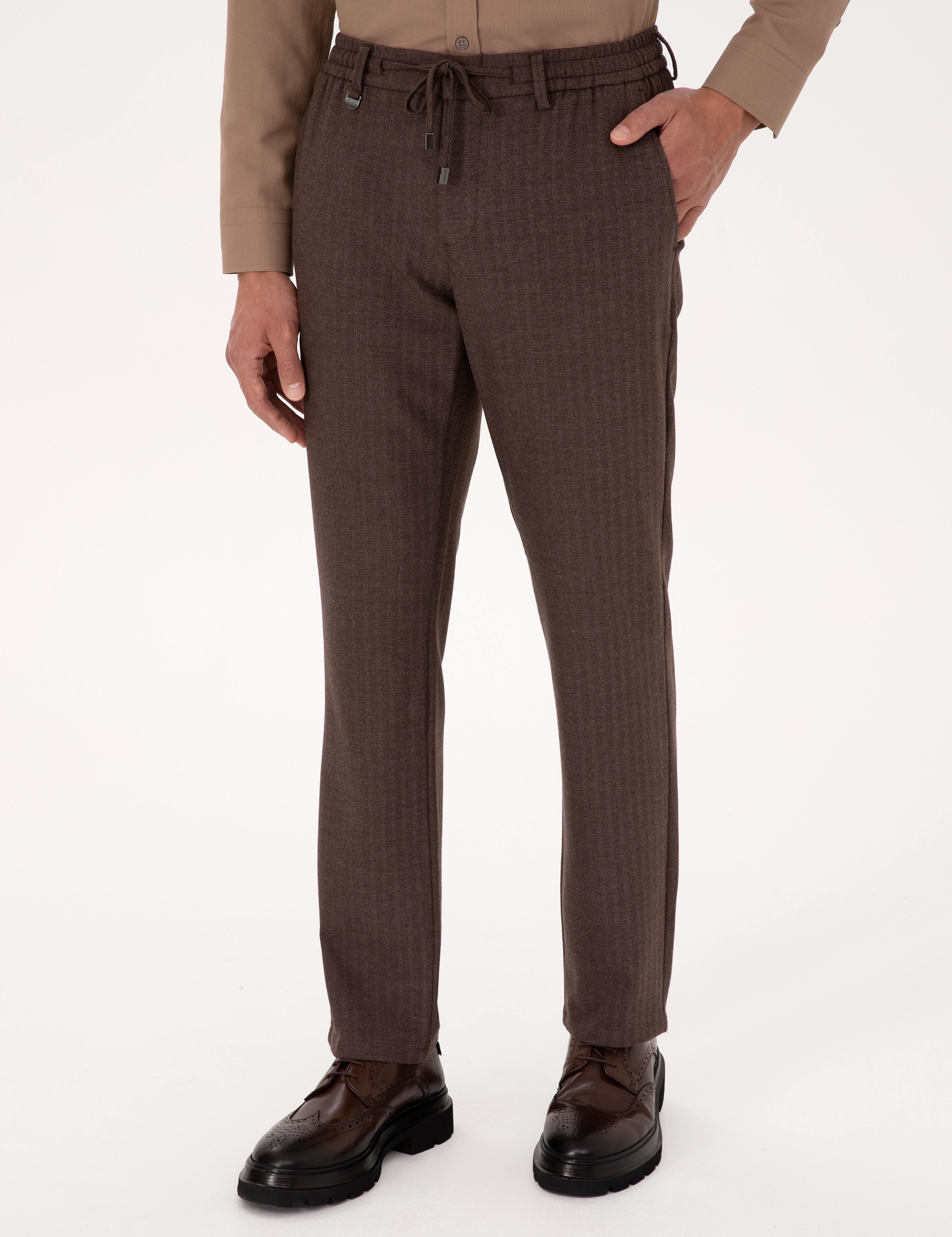 Açık Kahverengi Slim Fit Kumaş Pantolon - Image 2