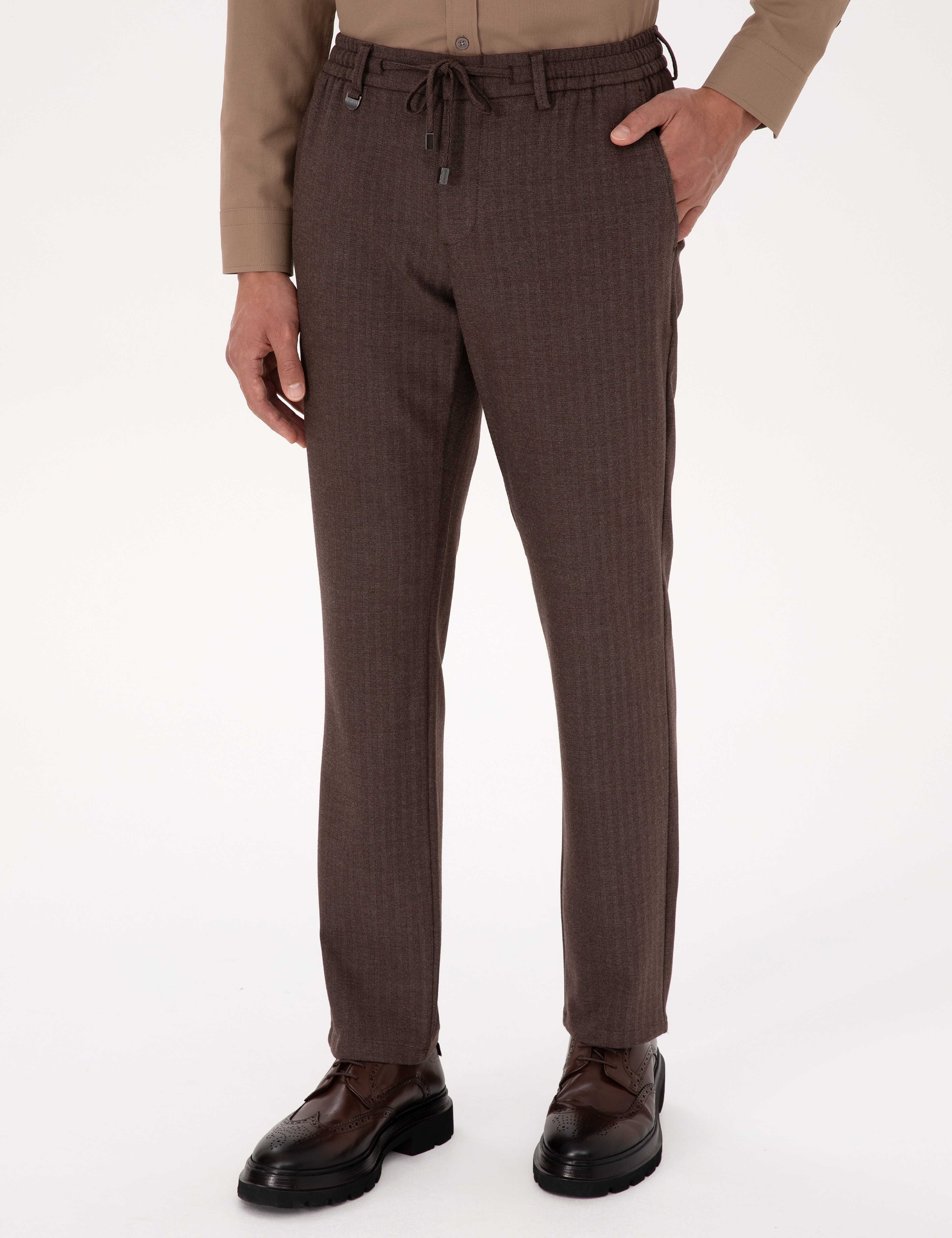 Açık Kahverengi Slim Fit Kumaş Pantolon