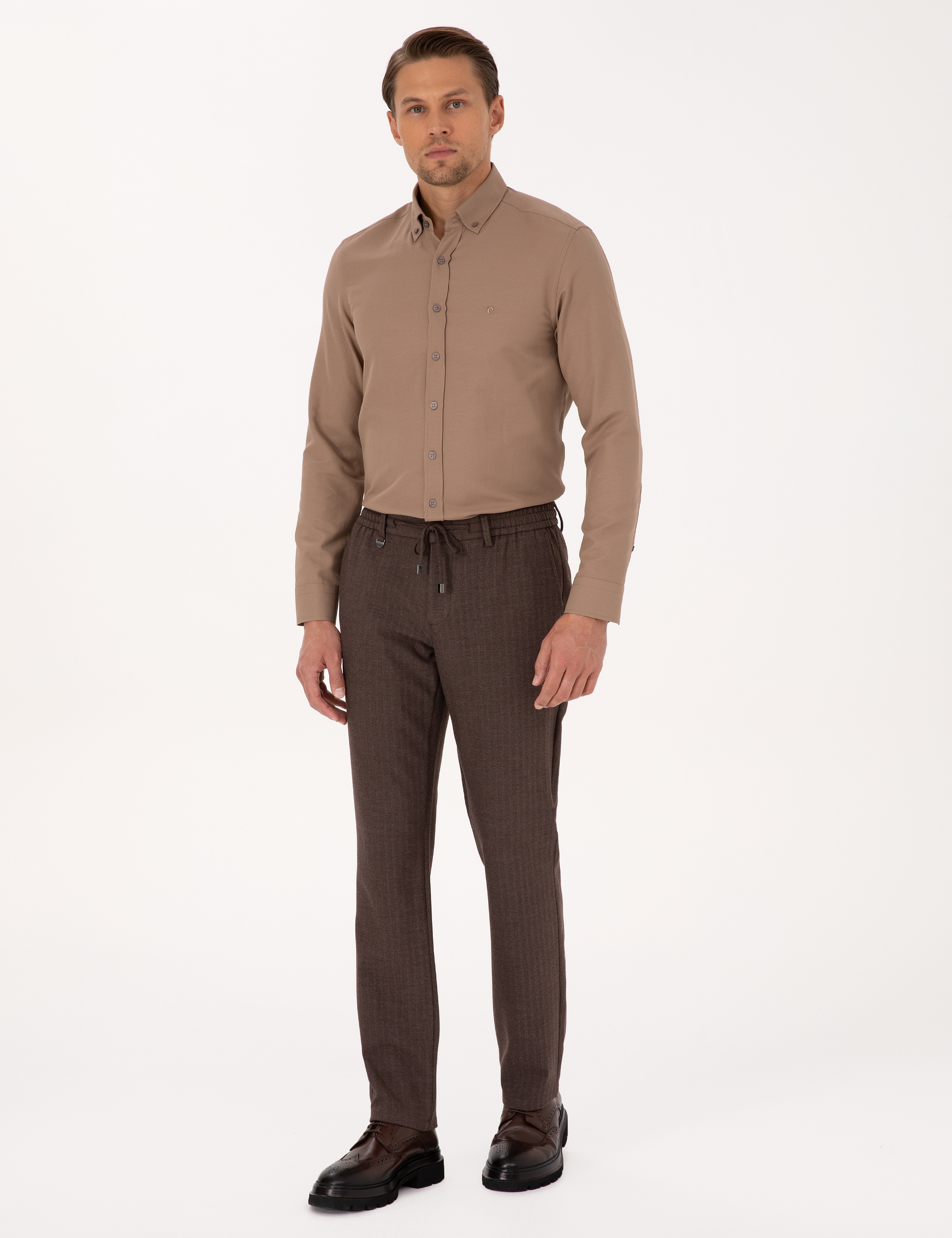 Açık Kahverengi Slim Fit Kumaş Pantolon