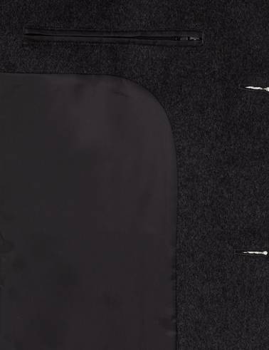 Antrasit Ex. Slim Fit Yün Karışımlı Kaşe Kaban