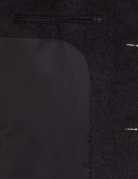 Antrasit Ex. Slim Fit Yün Karışımlı Kaşe Kaban - 50314200053