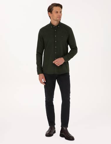 Haki Regular Fit Uzun Kollu Gömlek