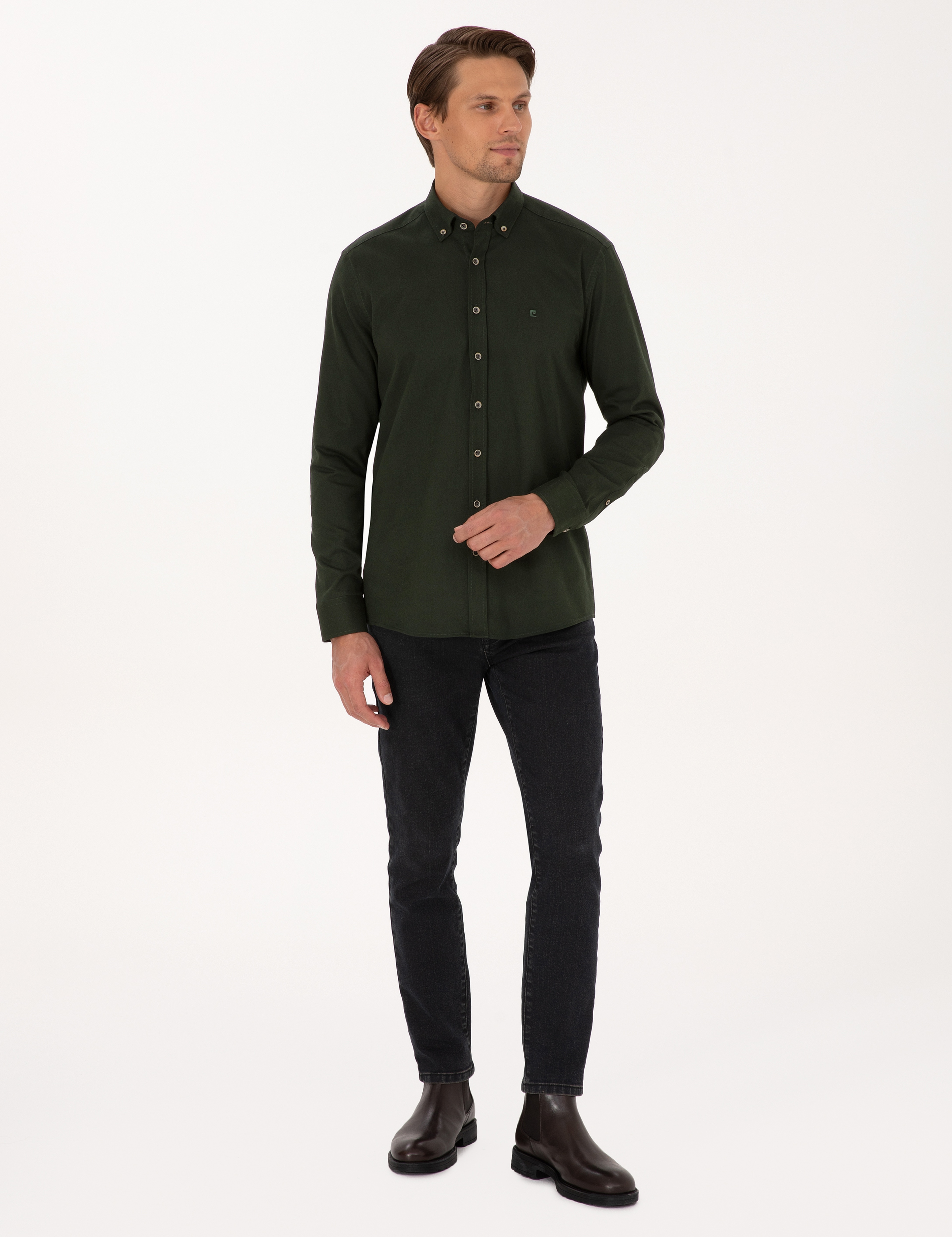 Haki Regular Fit Uzun Kollu Gömlek - Image 4