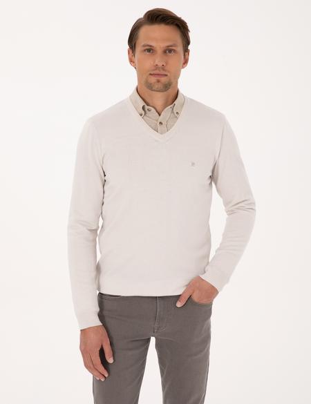 Taş Slim Fit V Yaka Basic Triko Kazak - 50314190051