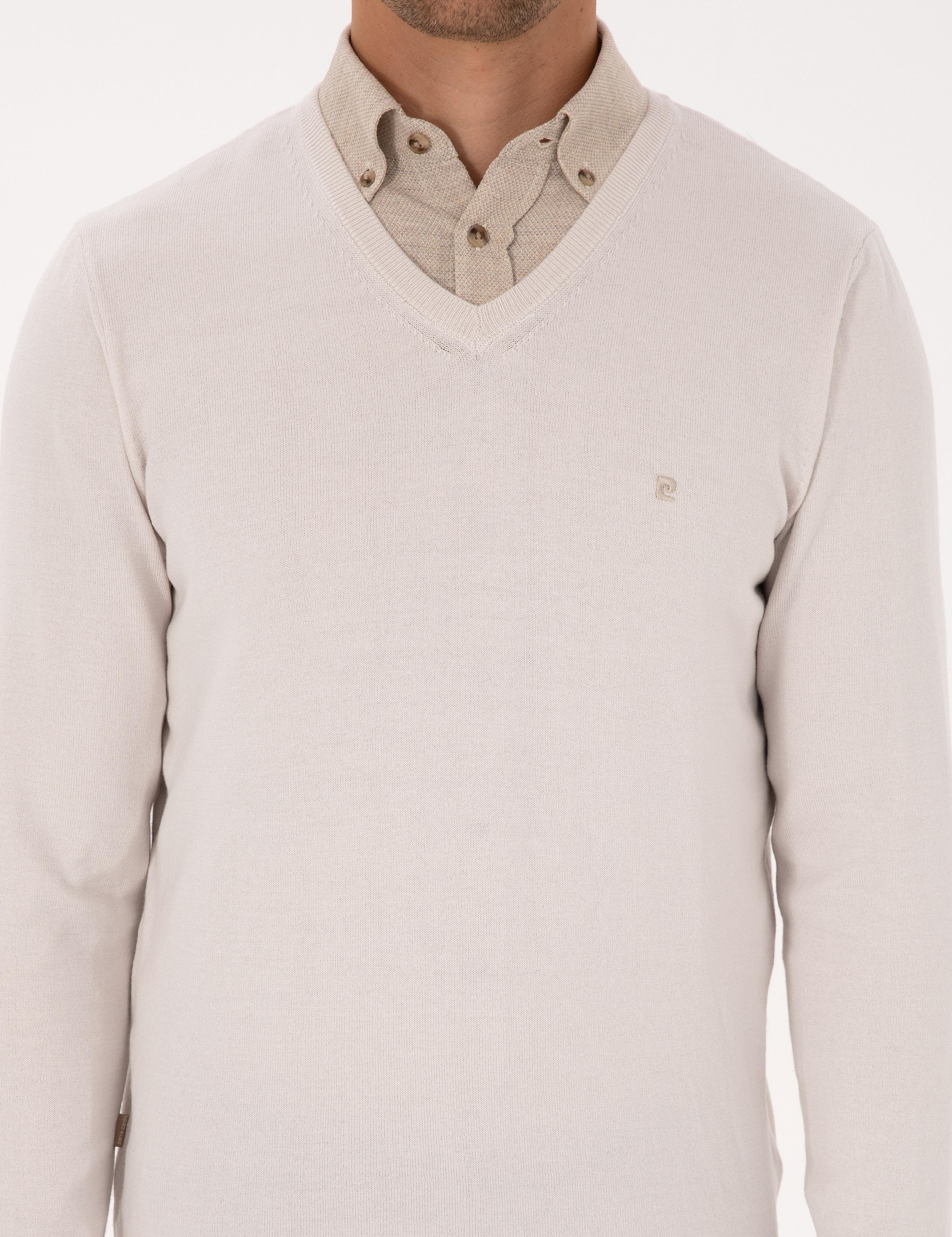 Taş Slim Fit V Yaka Basic Triko Kazak