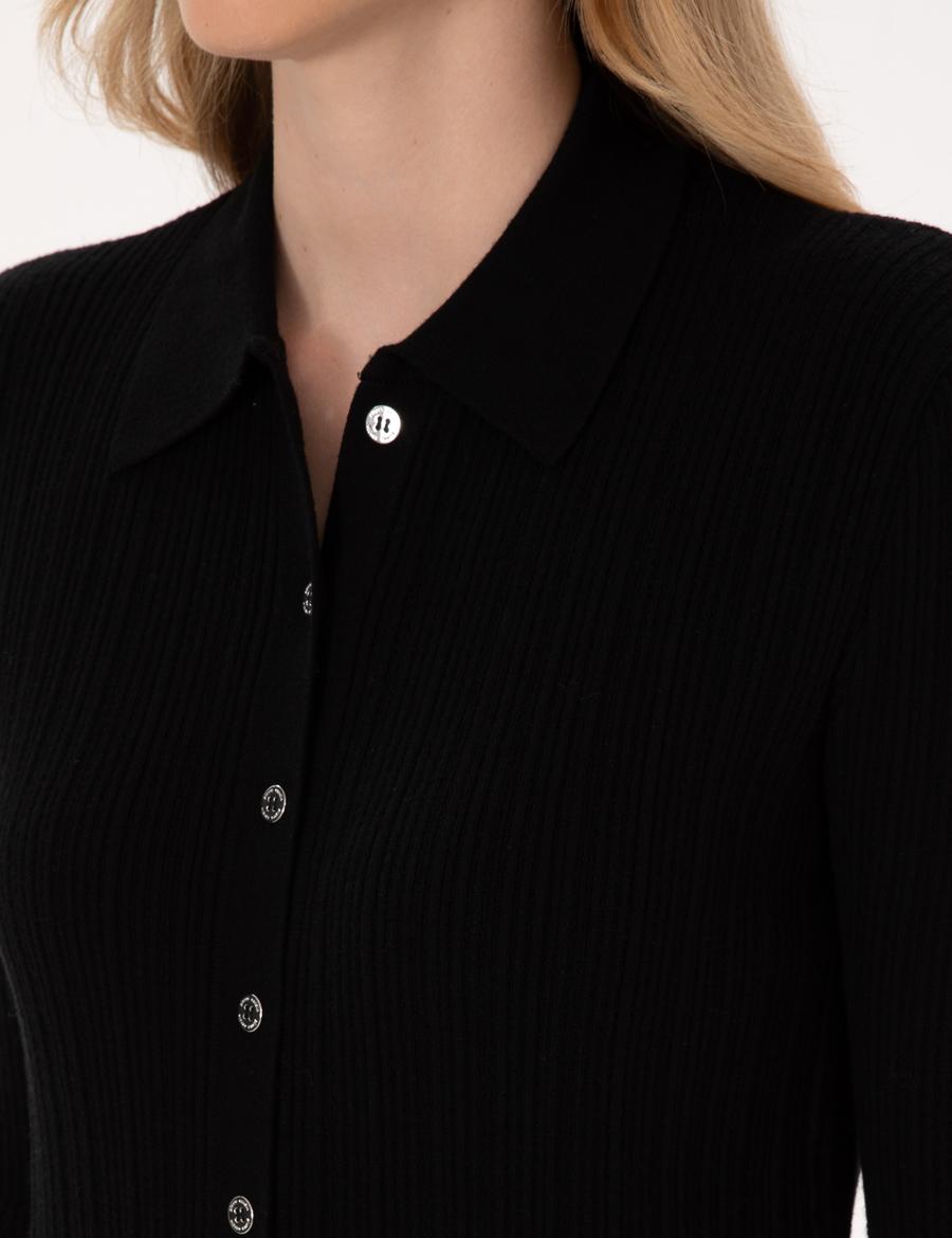 Siyah Slim Fit Triko Hırka