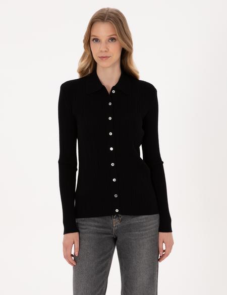 Siyah Slim Fit Triko Hırka - 50316338005