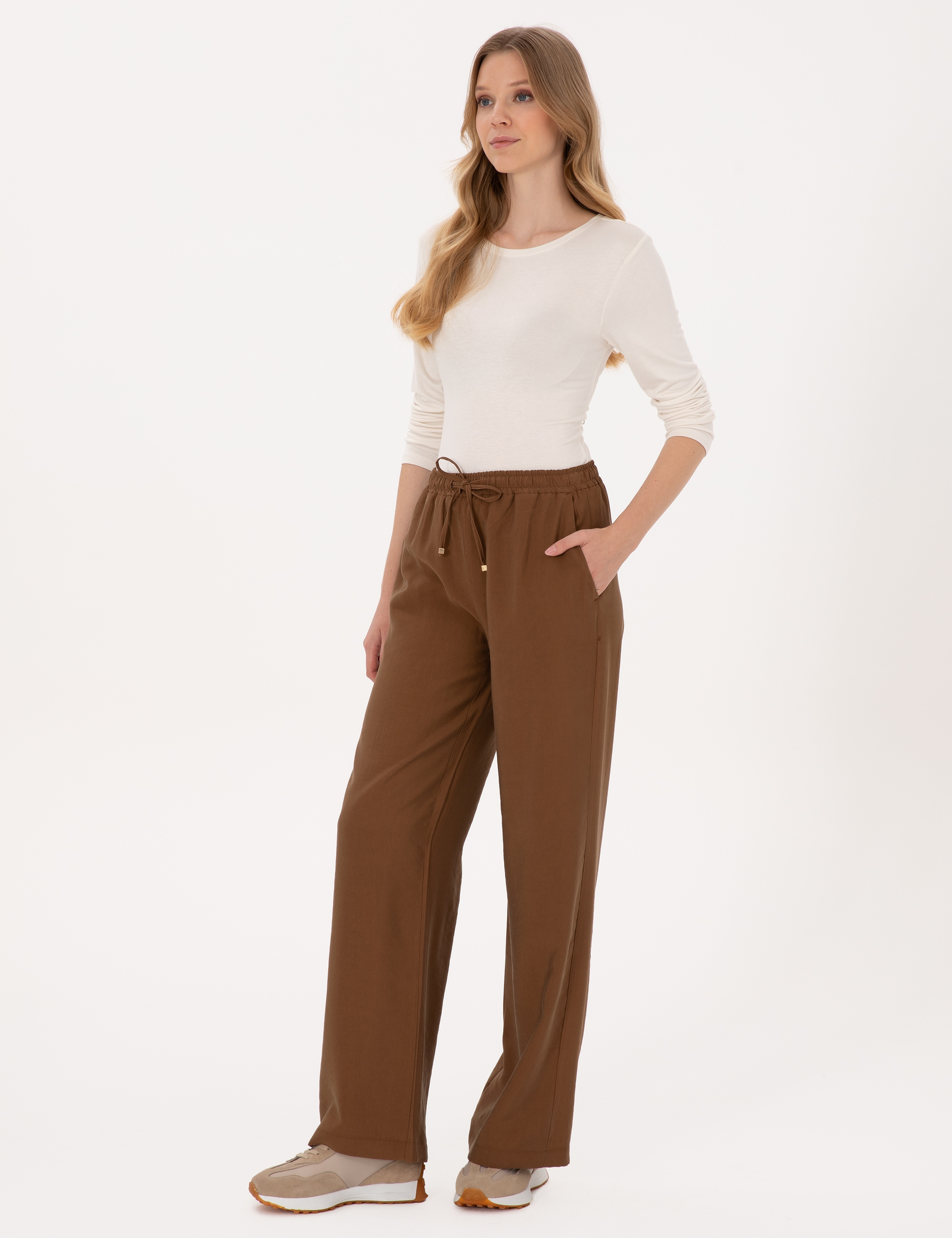 Kahverengi Loose Fit Kanvas Pantolon