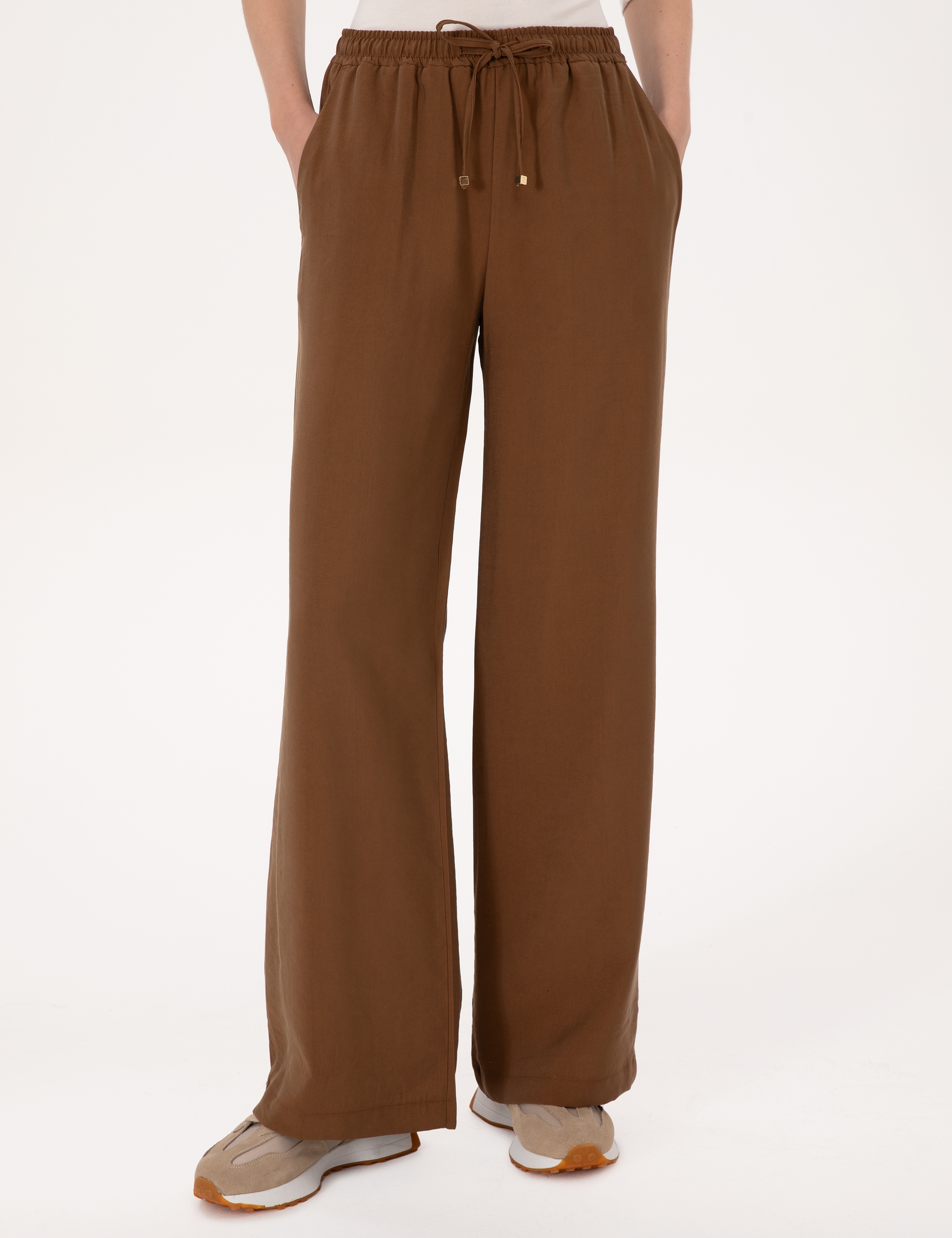 Kahverengi Loose Fit Kanvas Pantolon - Image 2