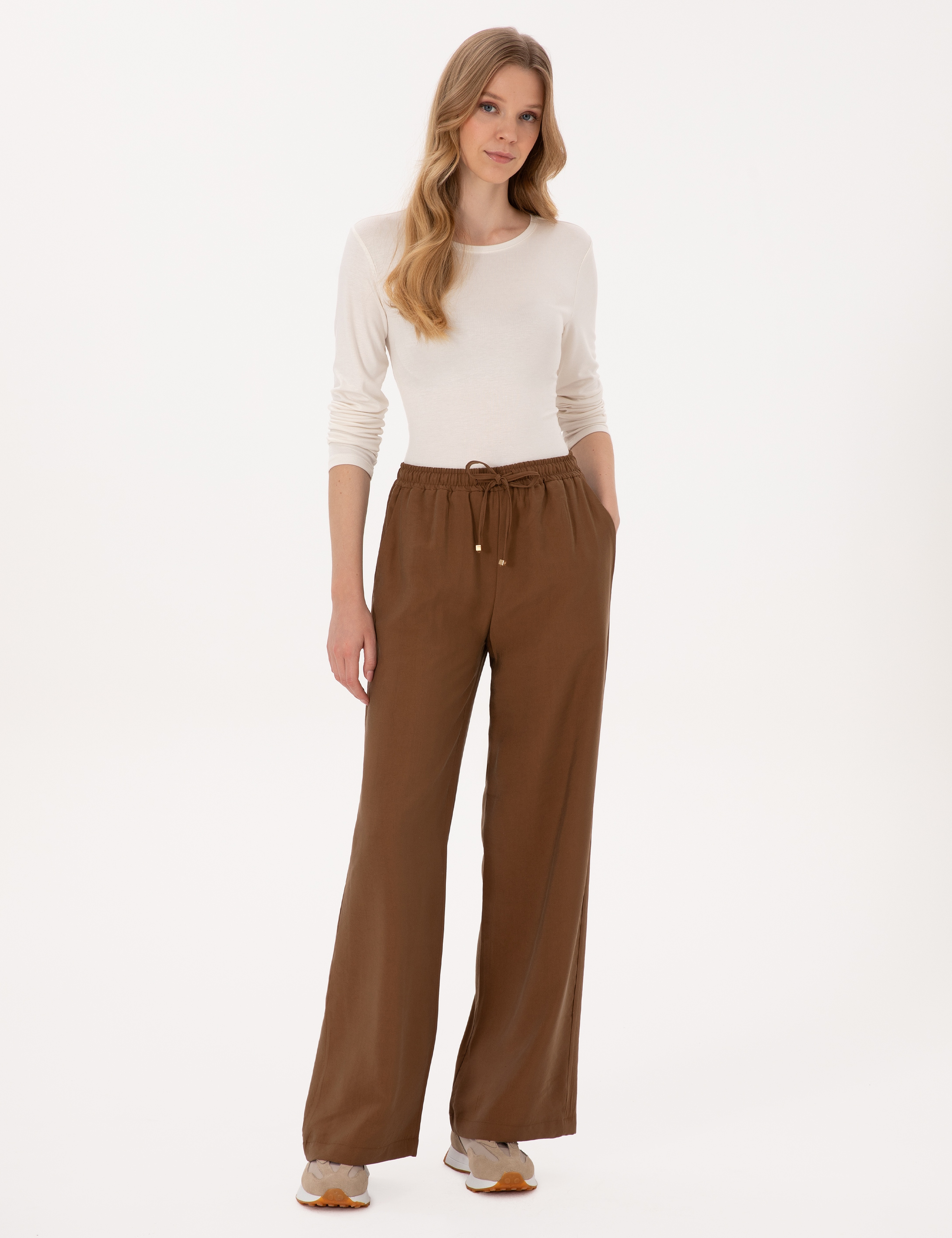 Kahverengi Loose Fit Kanvas Pantolon - Image 1