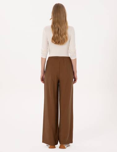 Kahverengi Loose Fit Kanvas Pantolon