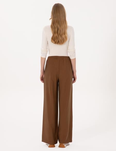 Kahverengi Loose Fit Kanvas Pantolon - 50318198026