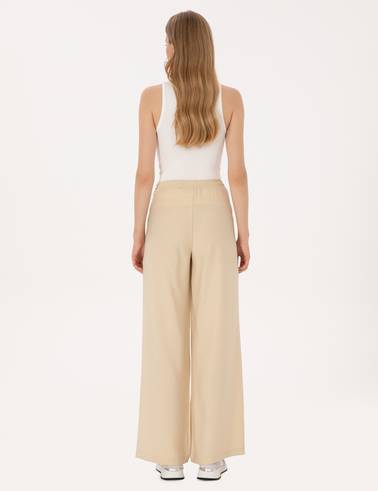 Bej Loose Fit Kanvas Pantolon