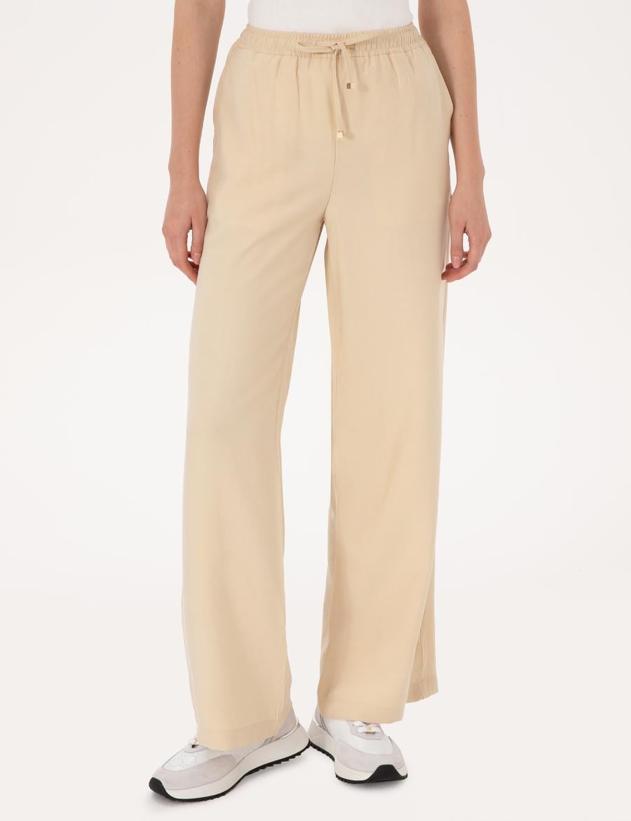 Bej Loose Fit Kanvas Pantolon