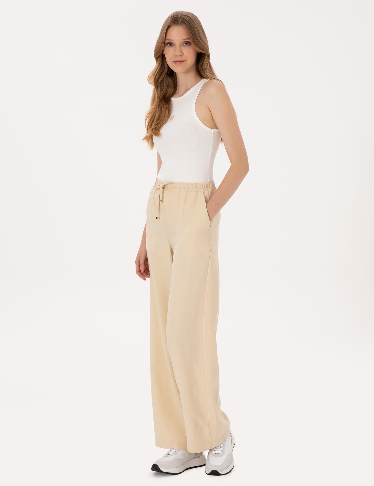 Bej Loose Fit Kanvas Pantolon - 50318198002