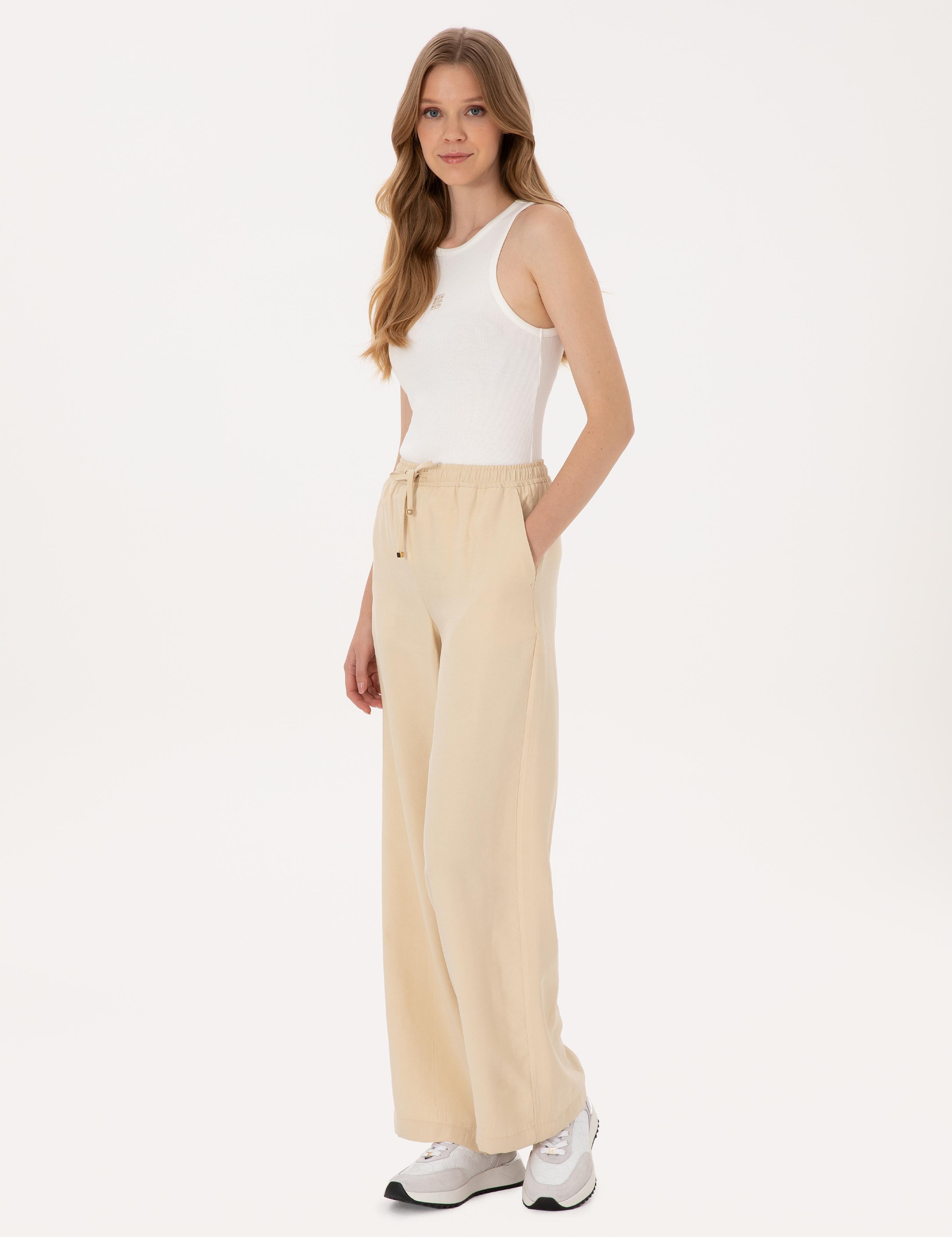 Bej Loose Fit Kanvas Pantolon