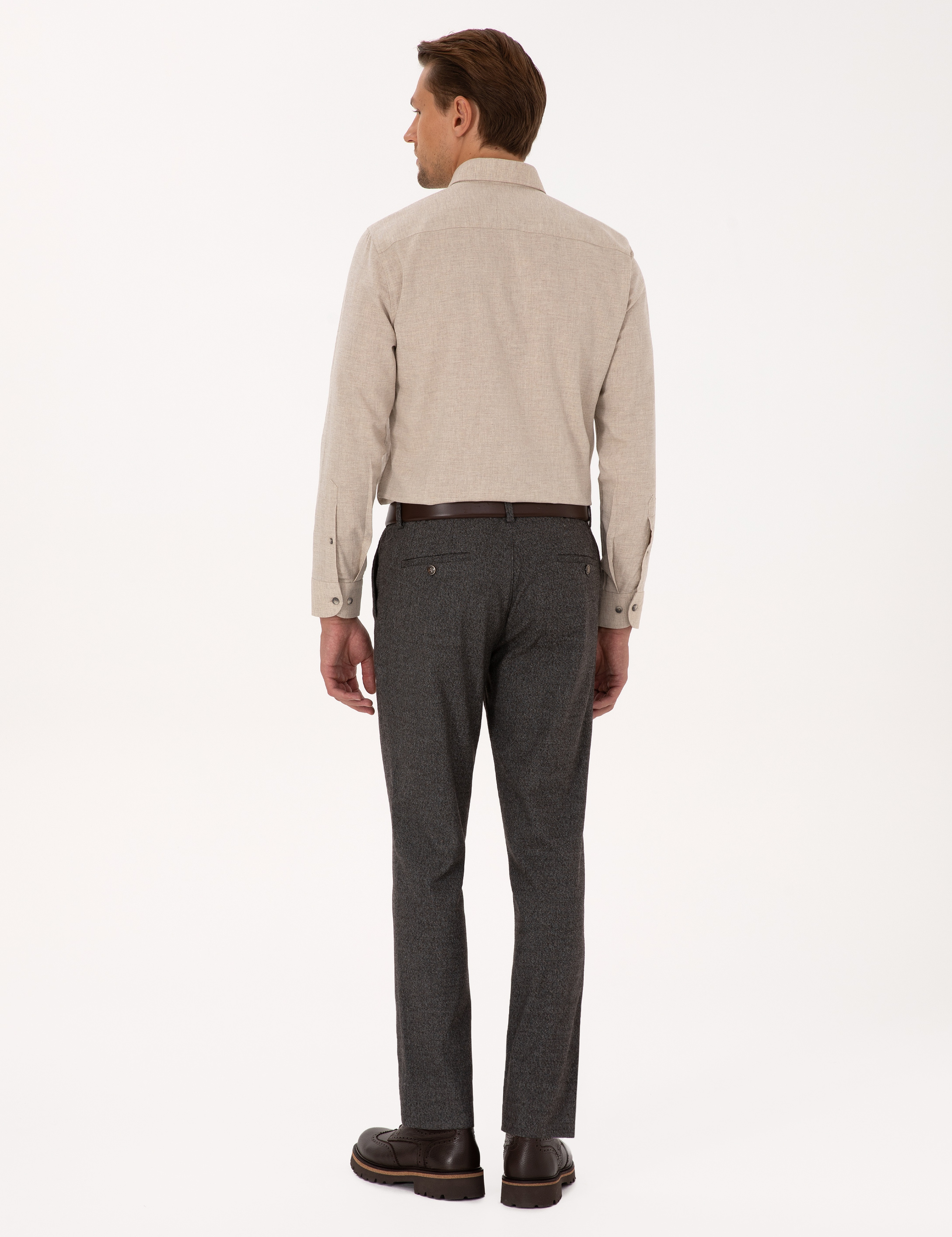 Kahverengi Ex. Slim Fit Kumaş Pantolon - Image 4