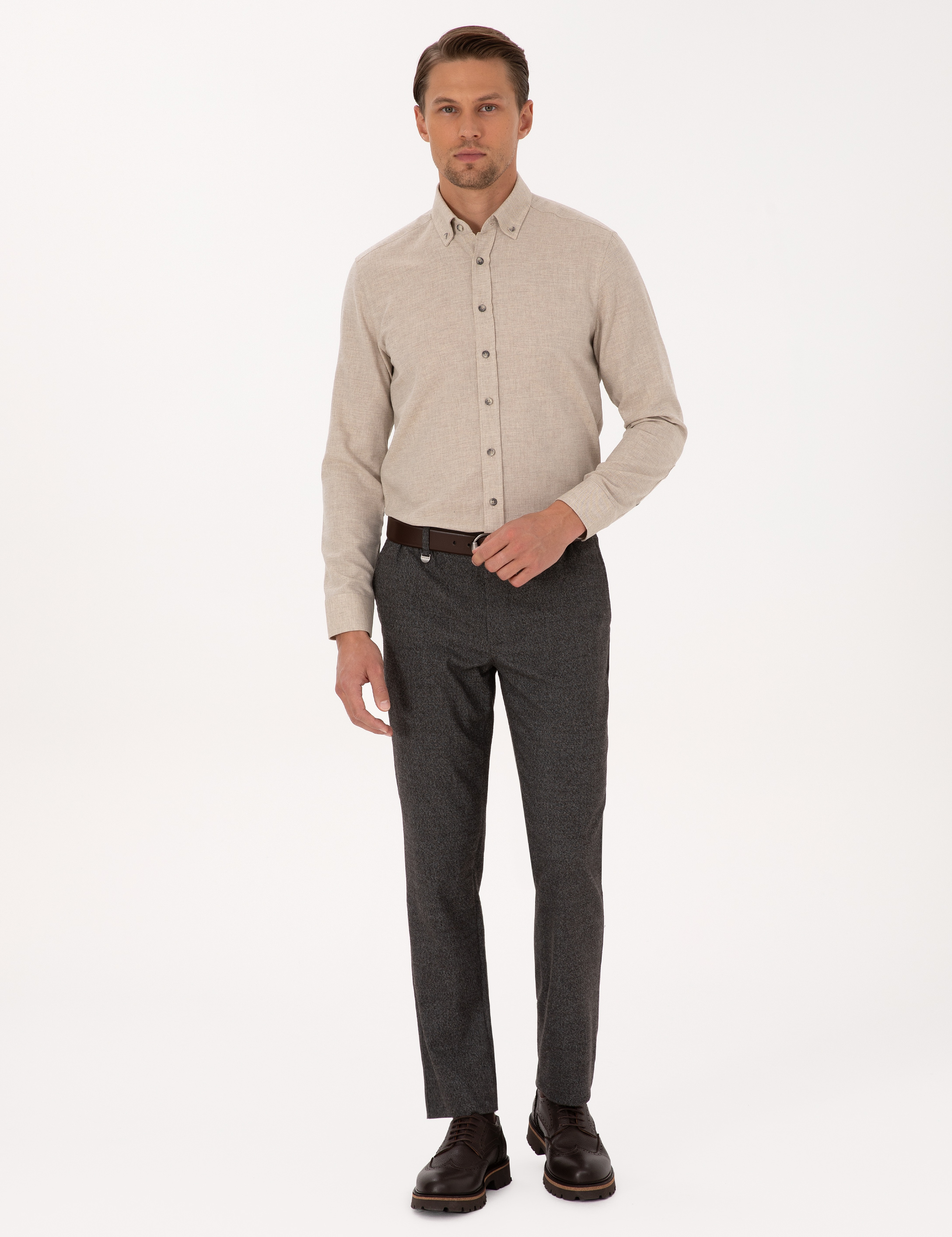 Kahverengi Ex. Slim Fit Kumaş Pantolon