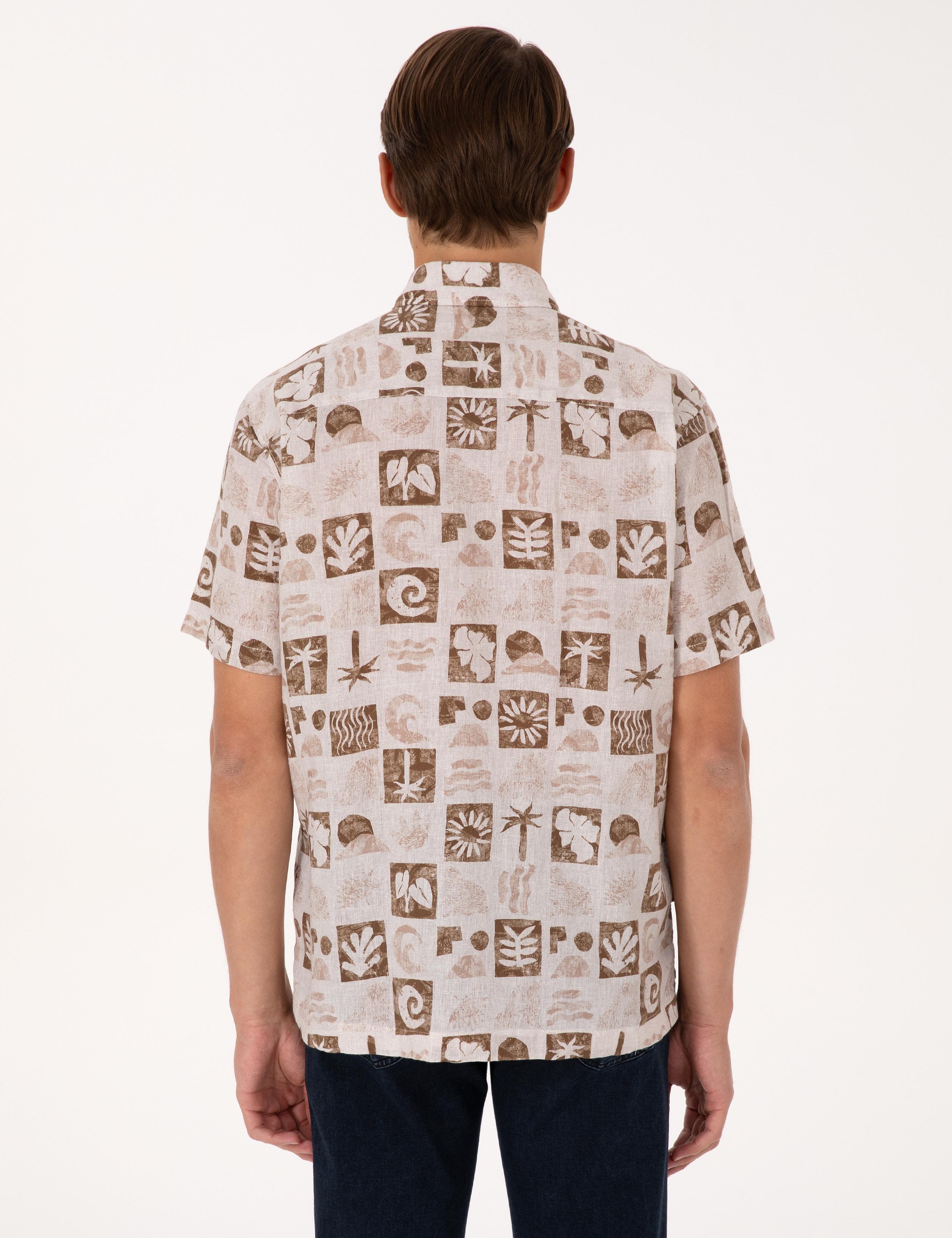 Kahverengi Comfort Fit Kısa Kollu Gömlek