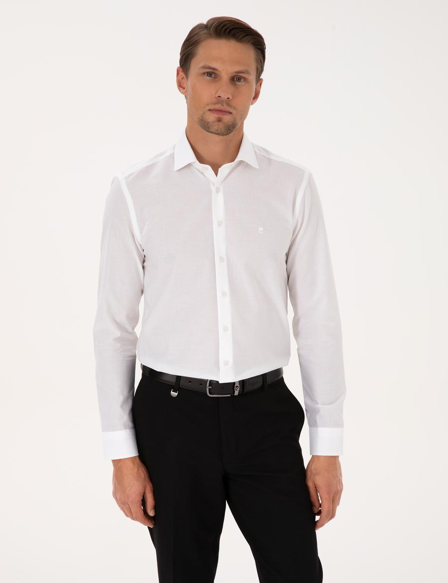 Beyaz Slim Fit Uzun Kollu Gömlek