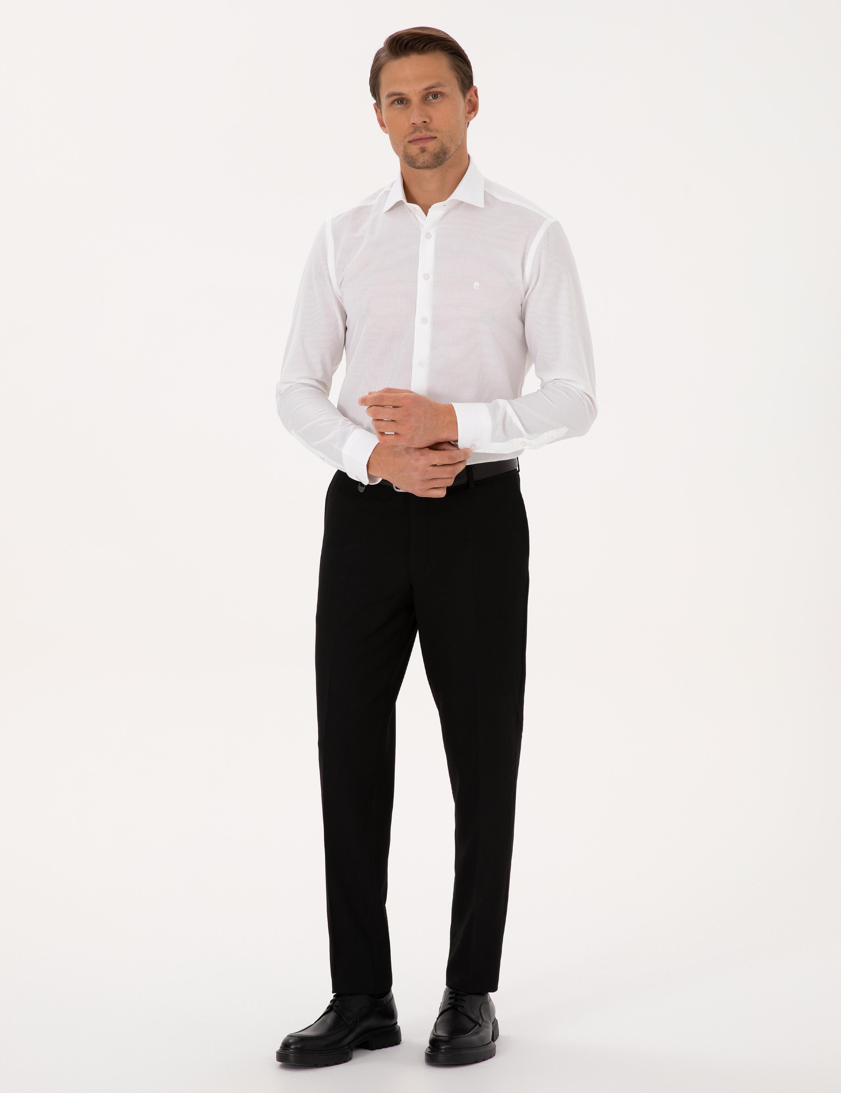 Beyaz Slim Fit Uzun Kollu Gömlek