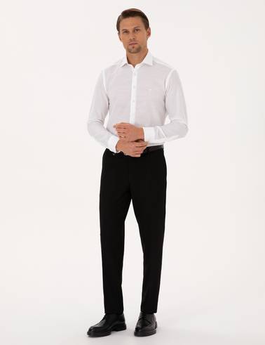 Beyaz Slim Fit Uzun Kollu Gömlek