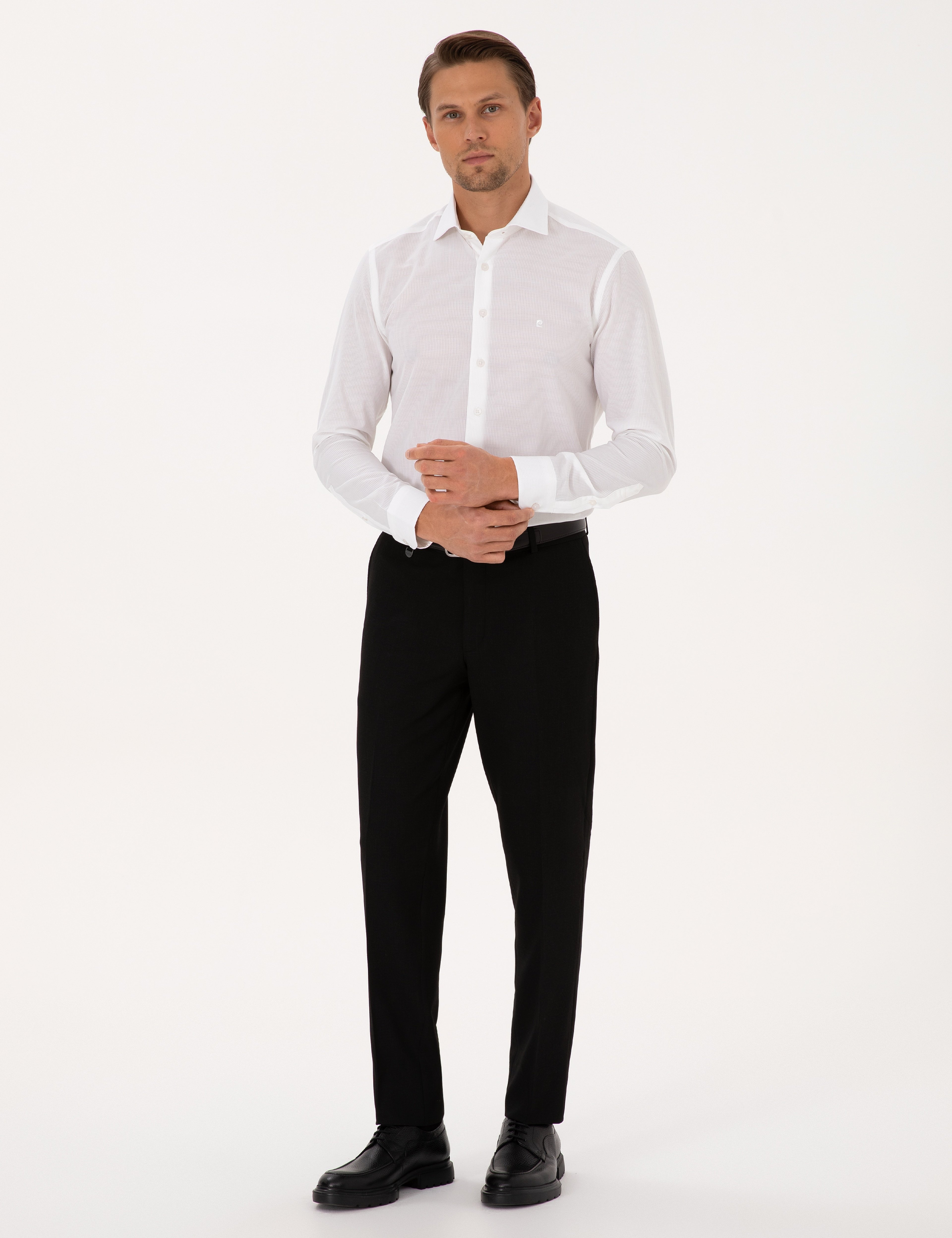 Beyaz Slim Fit Uzun Kollu Gömlek - Image 4