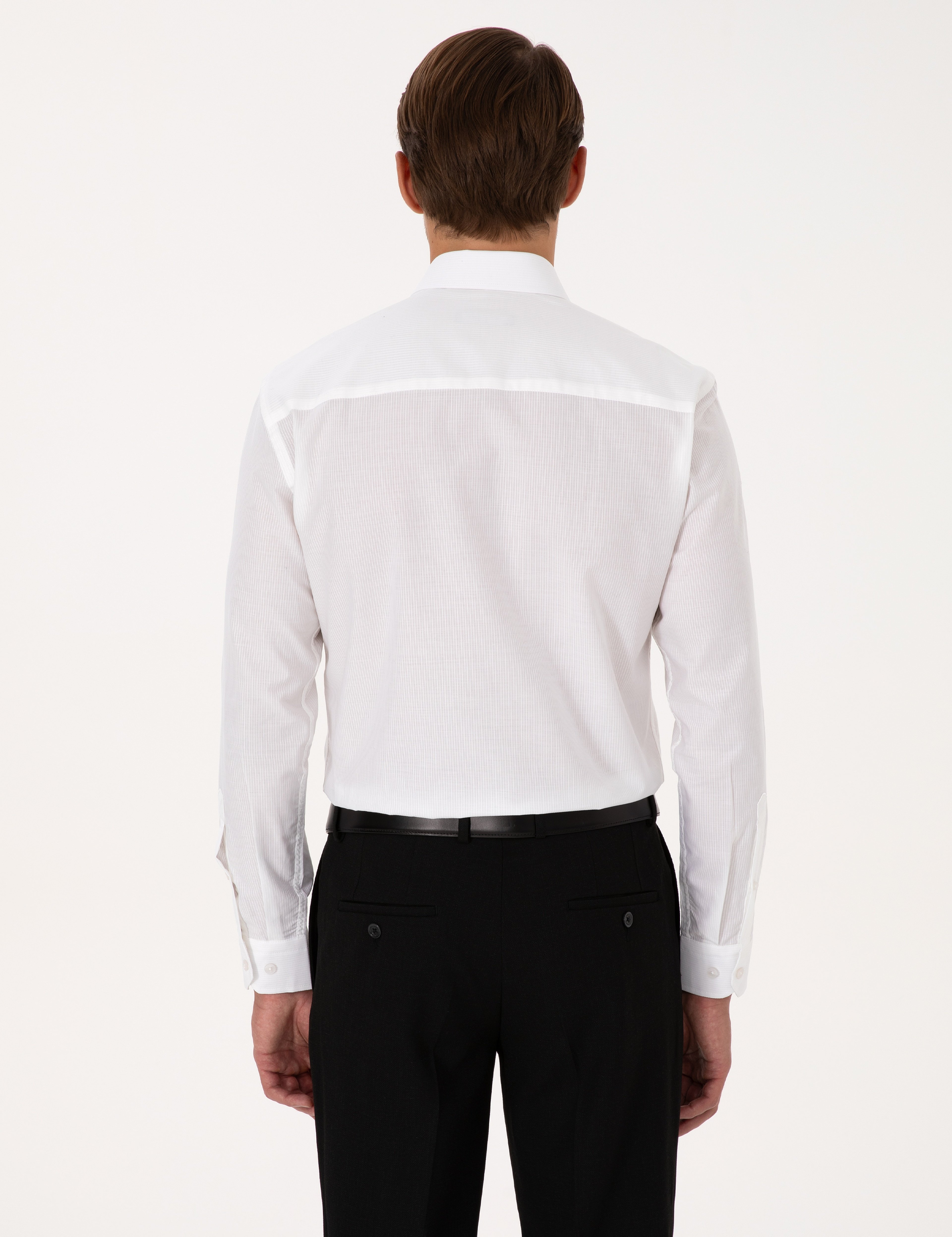 Beyaz Slim Fit Uzun Kollu Gömlek - Image 5
