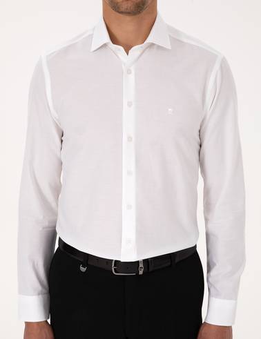 Beyaz Slim Fit Uzun Kollu Gömlek
