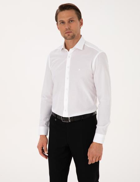 Beyaz Slim Fit Uzun Kollu Gömlek - 50304594019