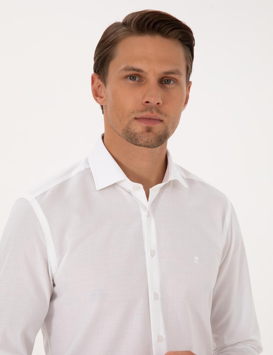 Beyaz Slim Fit Uzun Kollu Gömlek