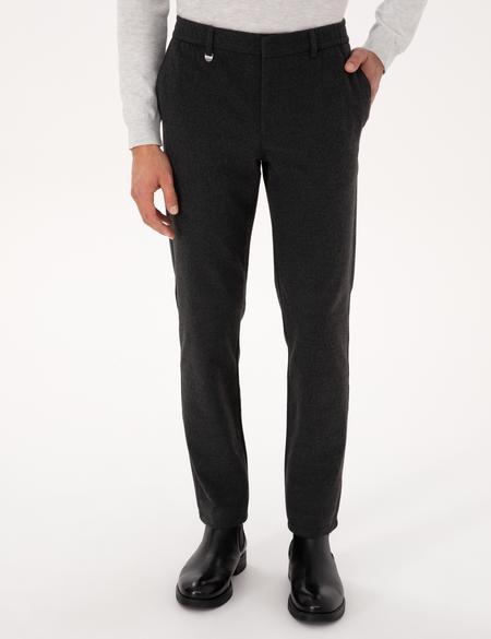 Antrasit Slim Fit Flanel Dokulu Kumaş Pantolon - 50317639006