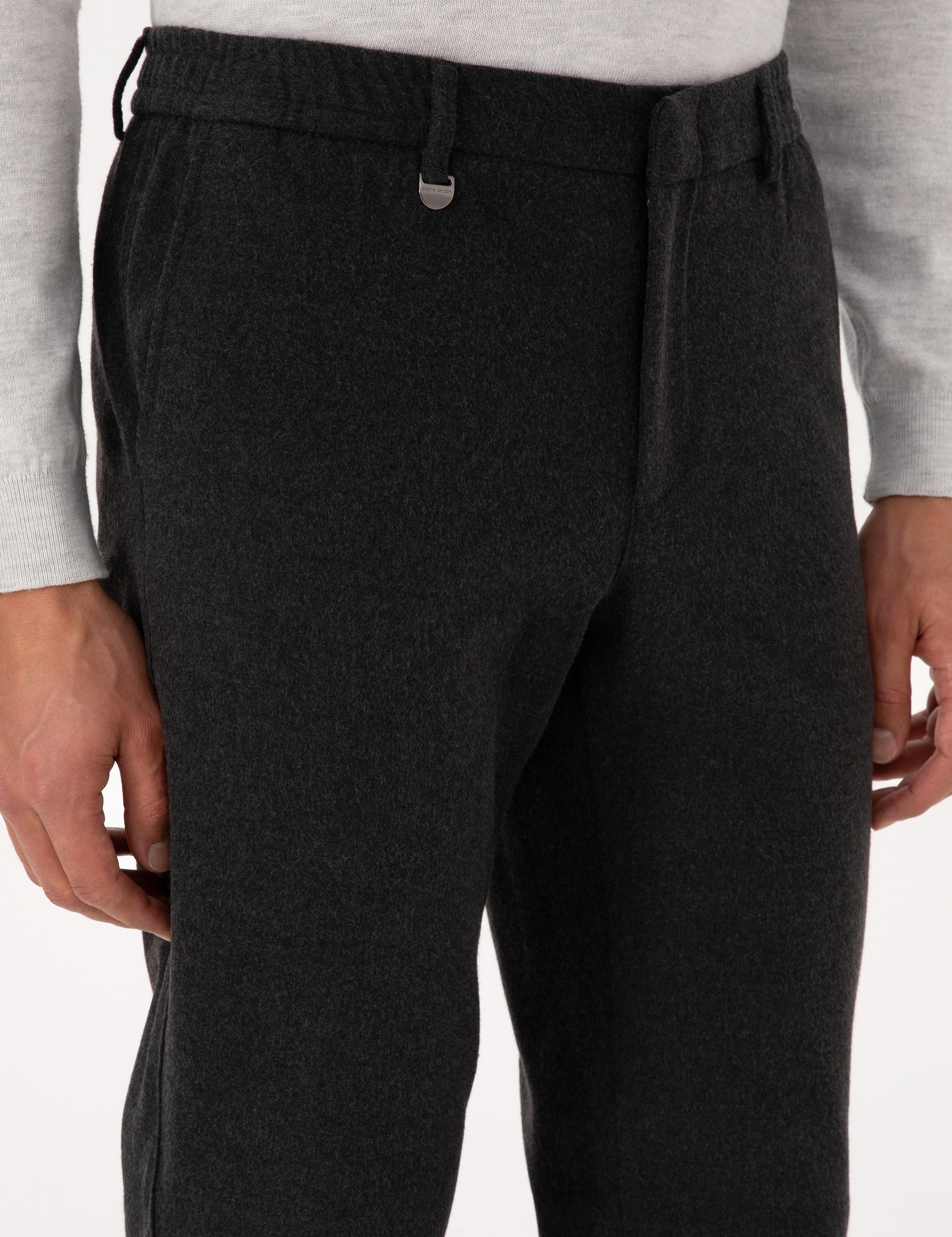 Antrasit Slim Fit Flanel Dokulu Kumaş Pantolon