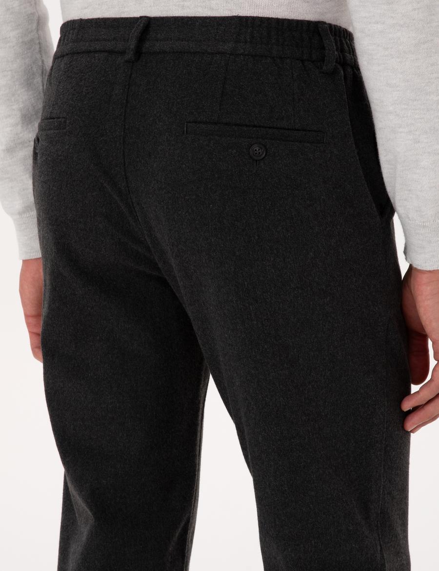 Antrasit Slim Fit Flanel Dokulu Kumaş Pantolon