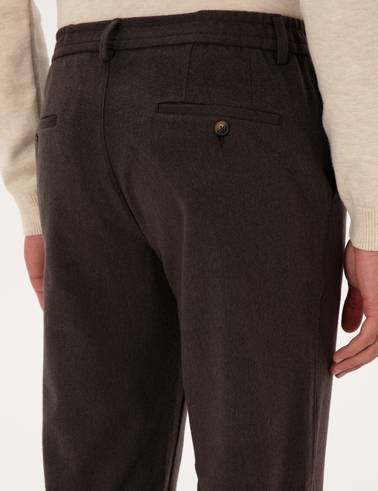 Kahverengi Slim Fit Flanel Dokulu Kumaş Pantolon