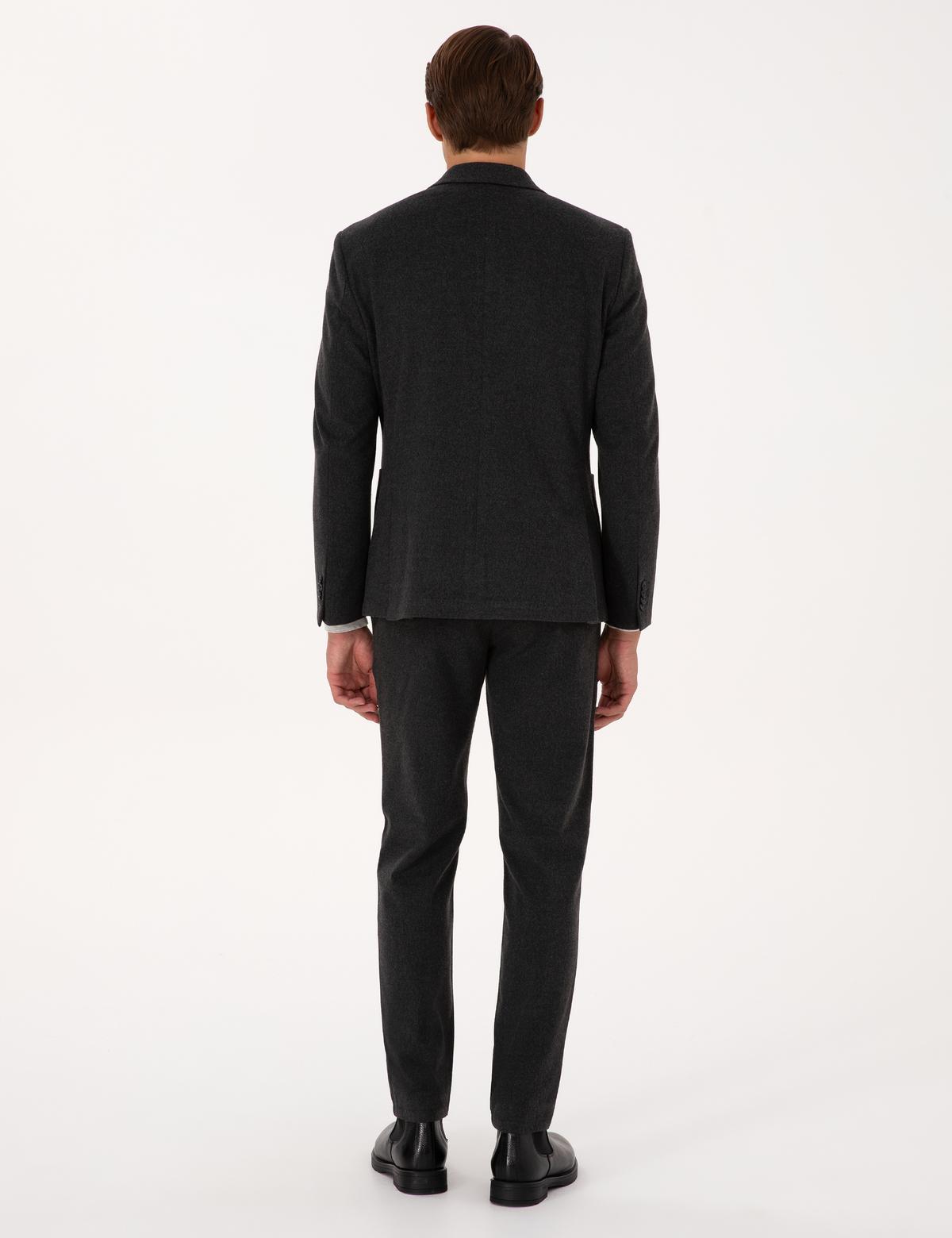 Antrasit Slim Fit Flanel Dokulu Kumaş Pantolon - 50317639006