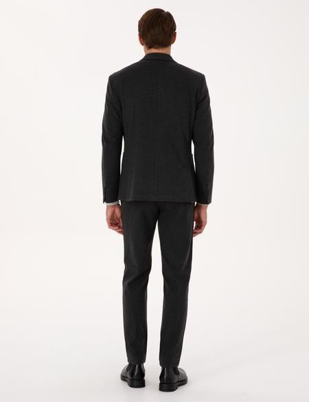 Antrasit Slim Fit Flanel Dokulu Kumaş Pantolon - 50317639006