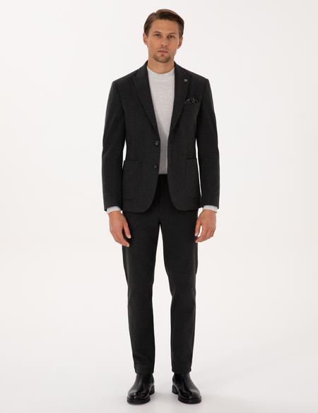 Antrasit Slim Fit Flanel Dokulu Kumaş Pantolon - 50317639006