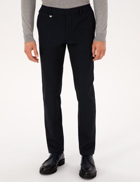 Lacivert Slim Fit Flanel Dokulu Kumaş Pantolon - 50317639048