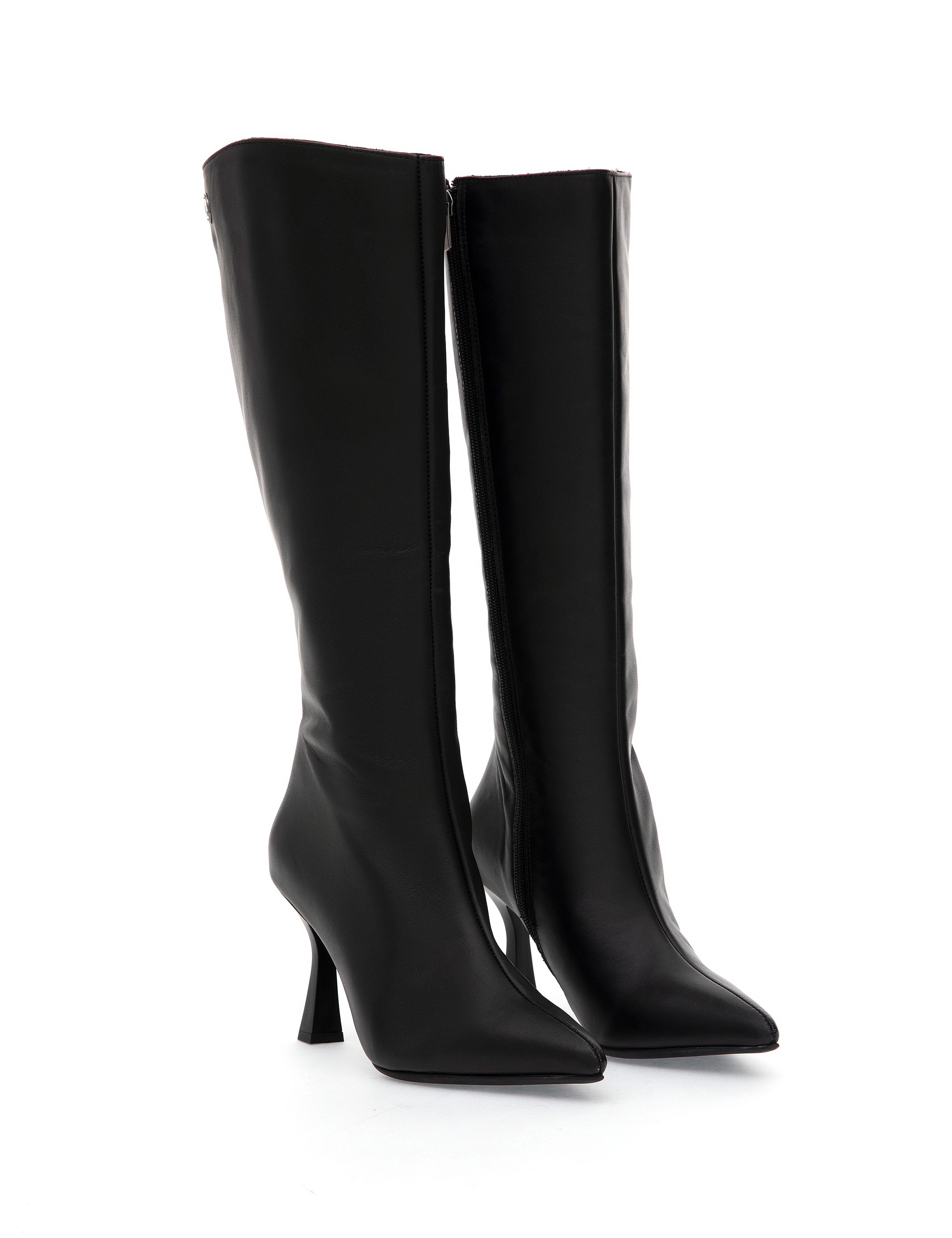Siyah  Topuklu Deri Çizme