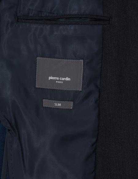 Lacivert Slim Fit Flanel Dokulu Ceket - 50317671044