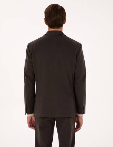 Kahverengi Slim Fit Flanel Dokulu Ceket