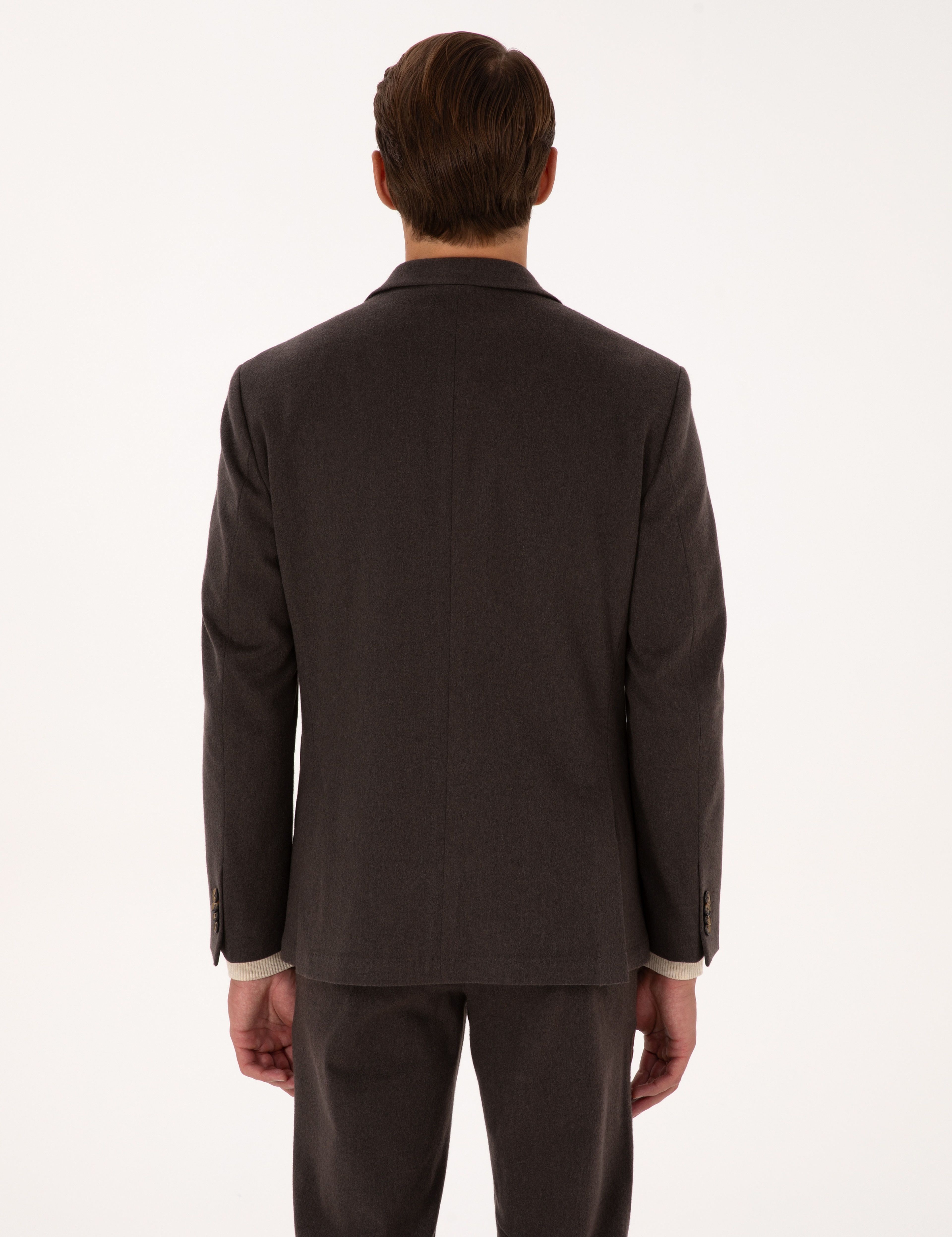 Kahverengi Slim Fit Flanel Dokulu Ceket - Image 5