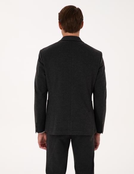 Antrasit Slim Fit Flanel Dokulu Ceket - 50317671020