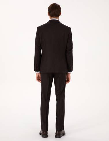 Kahverengi Slim Fit %100 Yün Takım Elbise
