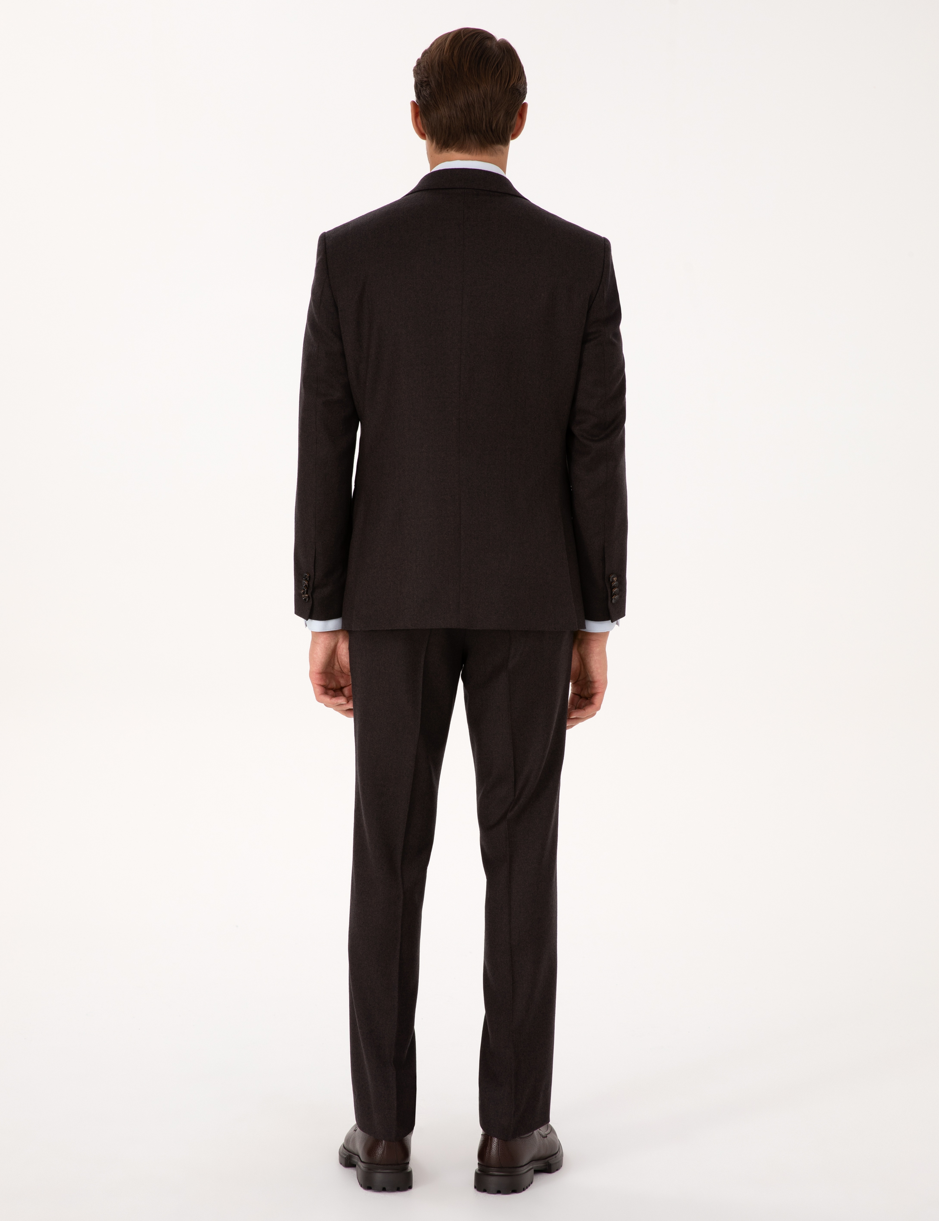 Kahverengi Slim Fit %100 Yün Takım Elbise - Image 5