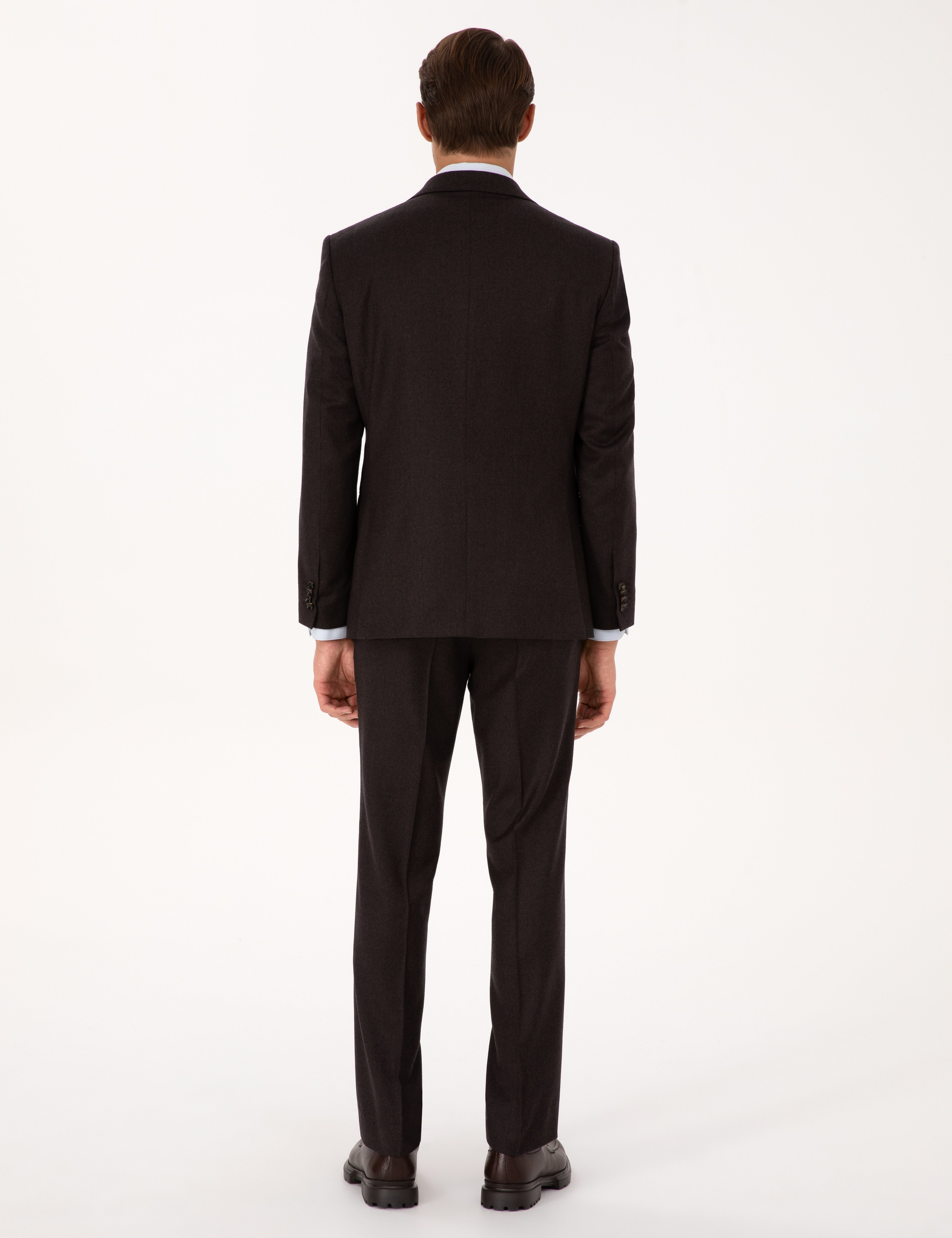 Kahverengi Slim Fit %100 Yün Takım Elbise